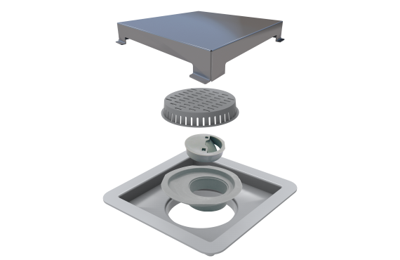 Ralo Linear 15x15 Square Tampa Inox C/ Fecha Ralo  Elleve