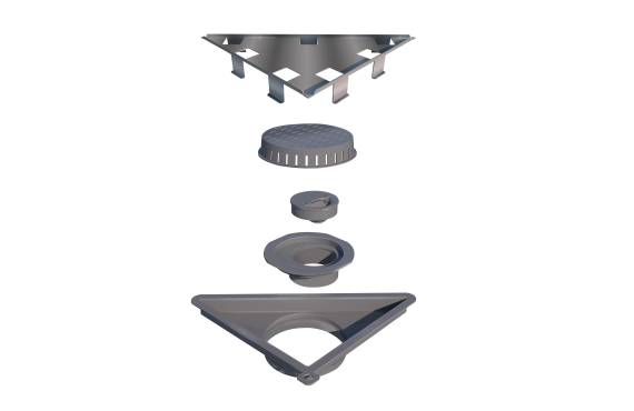 Ralo Vertex 16x16x22cm Tampa Oculta C/ Fecha Ralo  Elleve inox304